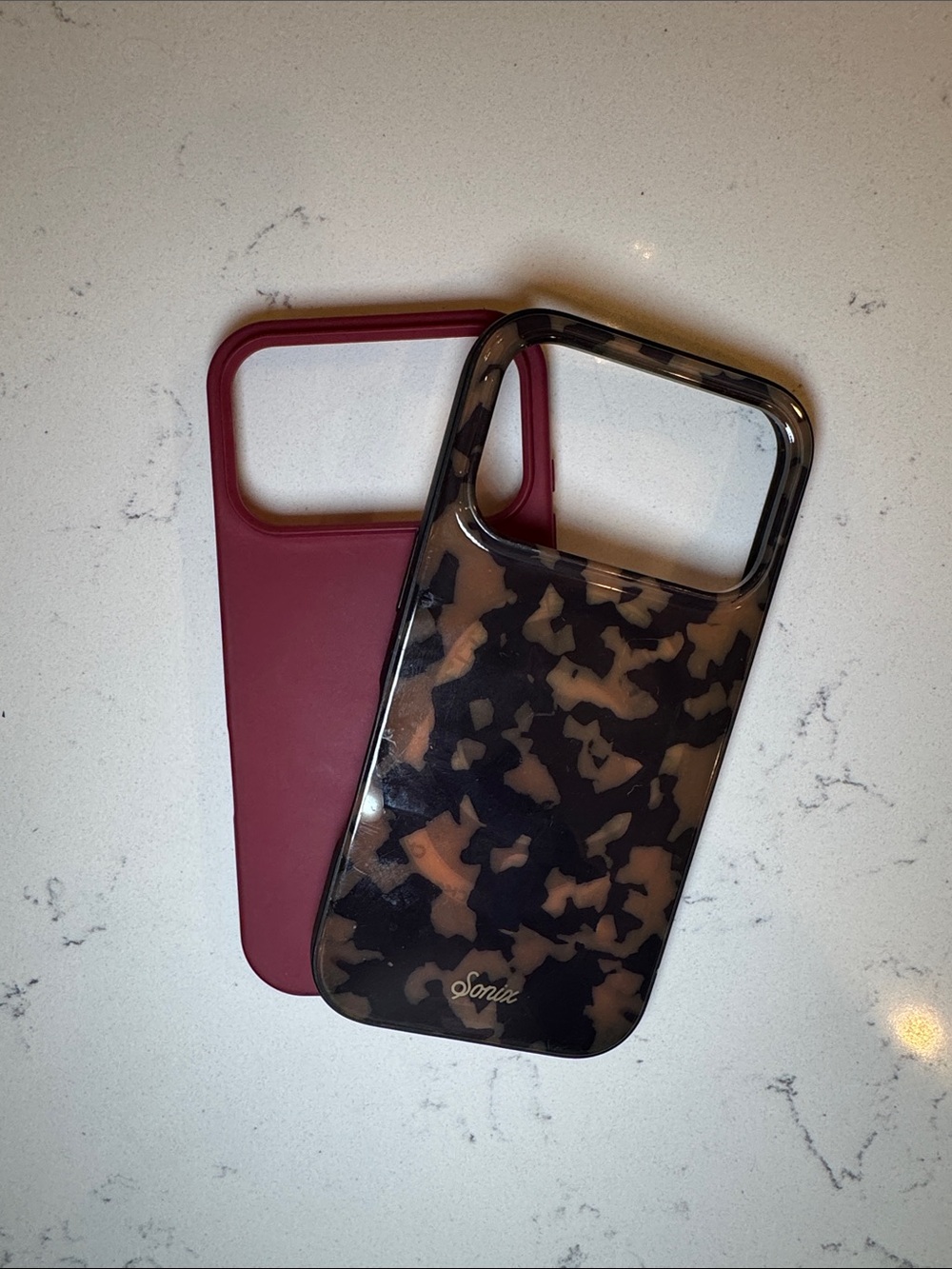 iPhone 17 Pro Sonix Tortoiseshell MagSafe Compatible and burgundy Cases
